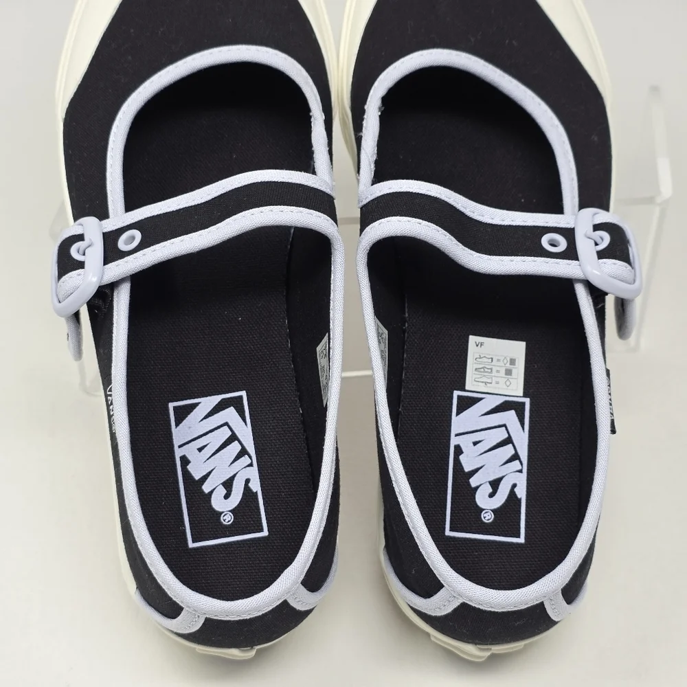 Vans Mary Jane Women's Black White Blue Buckle Design Sneakers 500714 Size 5 New